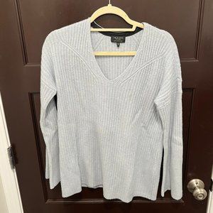 rag & bone 100% cashmere light blue ribbed sweater | XS